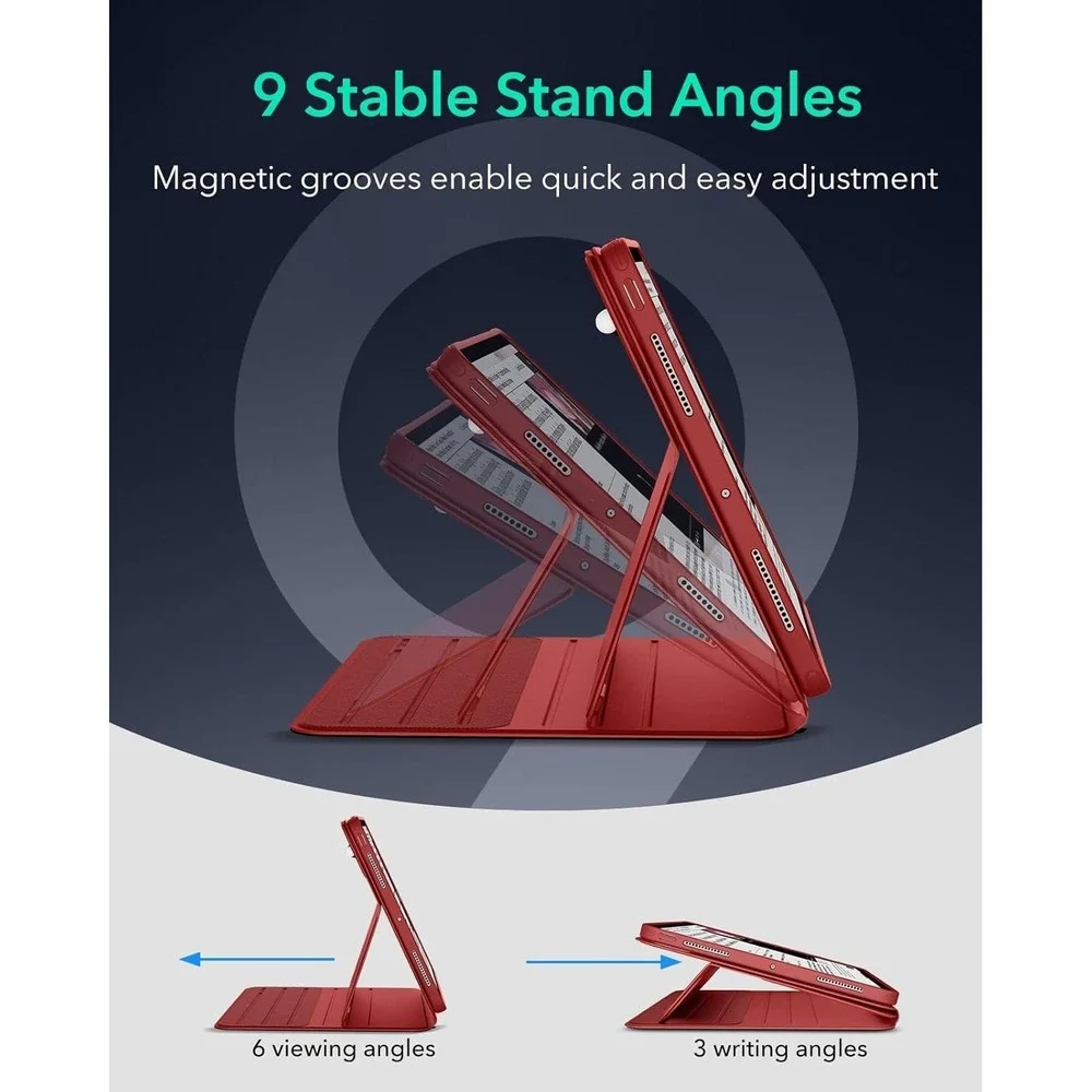 Rotating ESR Case for iPad Pro 11 M5 M4 2025 2024 Red Magnetic Stand